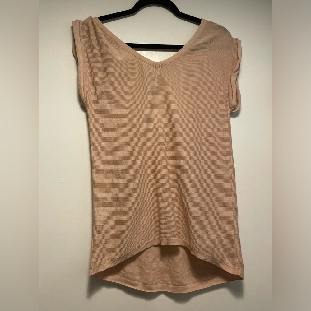 T Babaton Artizia Blush Pink Shirt Short Sleeve Silk, Cashmere & Cotton Size M